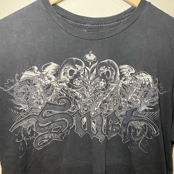 Smet Born On The Street Mens Large T Shirt Black Vintage Y2K Double Sided - Picture 2 of 7